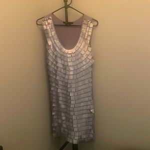 BCBG Maxazria Silver Cocktail Dress, Small
